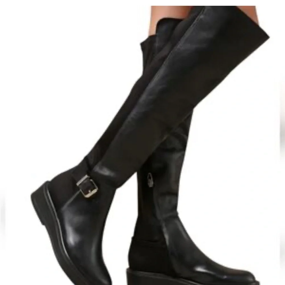 Dolce Vita Ember Black Leather Over-the-Knee Boots Size 6.5